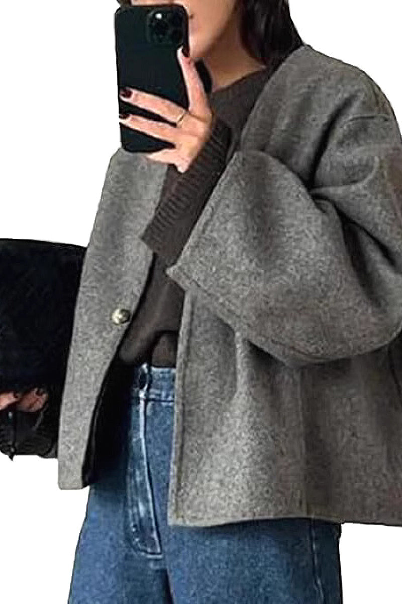 Fashionable V-Neck Woolen Cardigan for Women