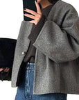 Fashionable V-Neck Woolen Cardigan for Women
