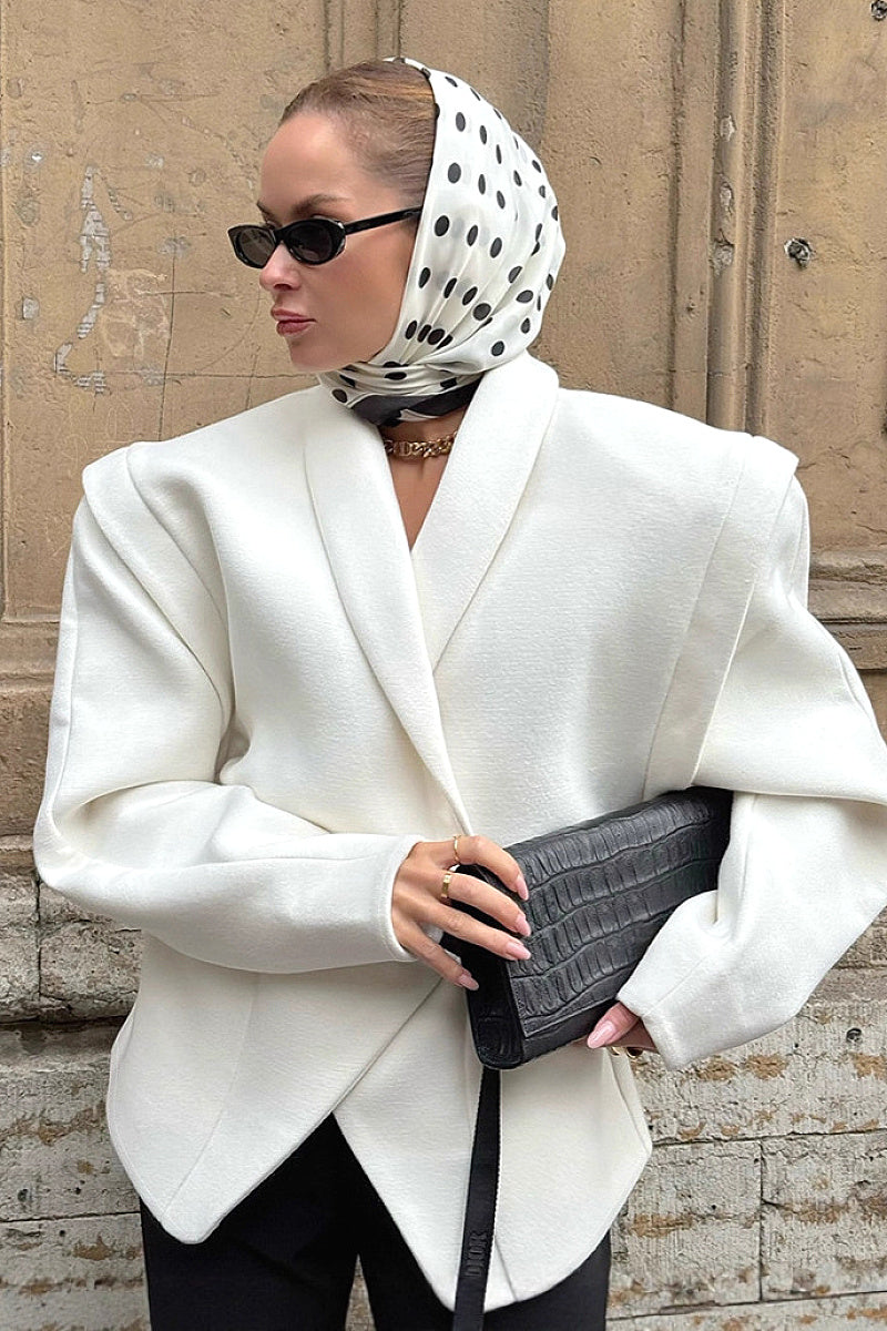 Chic White Woolen Coat for Women