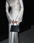 Elegant Long Sleeve Back Tie Dress