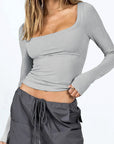 Women's Slim Fit Long Sleeve U-Neck Top