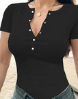 Summer Women's Sexy Slim Fit Short Sleeve Bodysuit