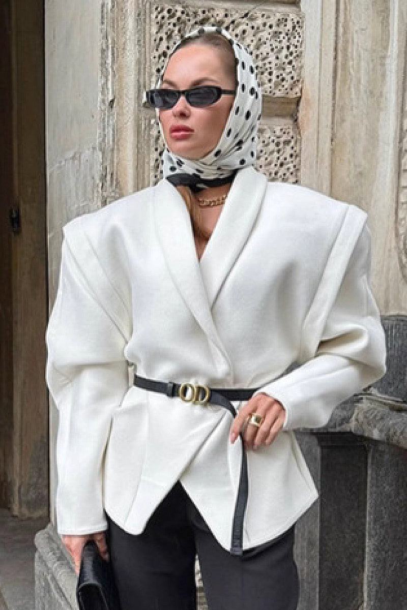 Chic White Woolen Coat for Women