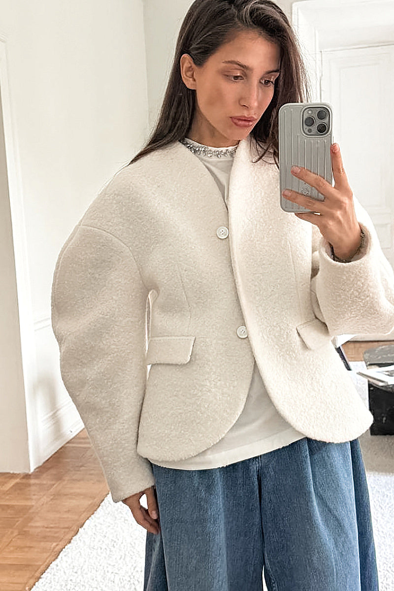 Thick Woolen Coat for Women in Solid Color