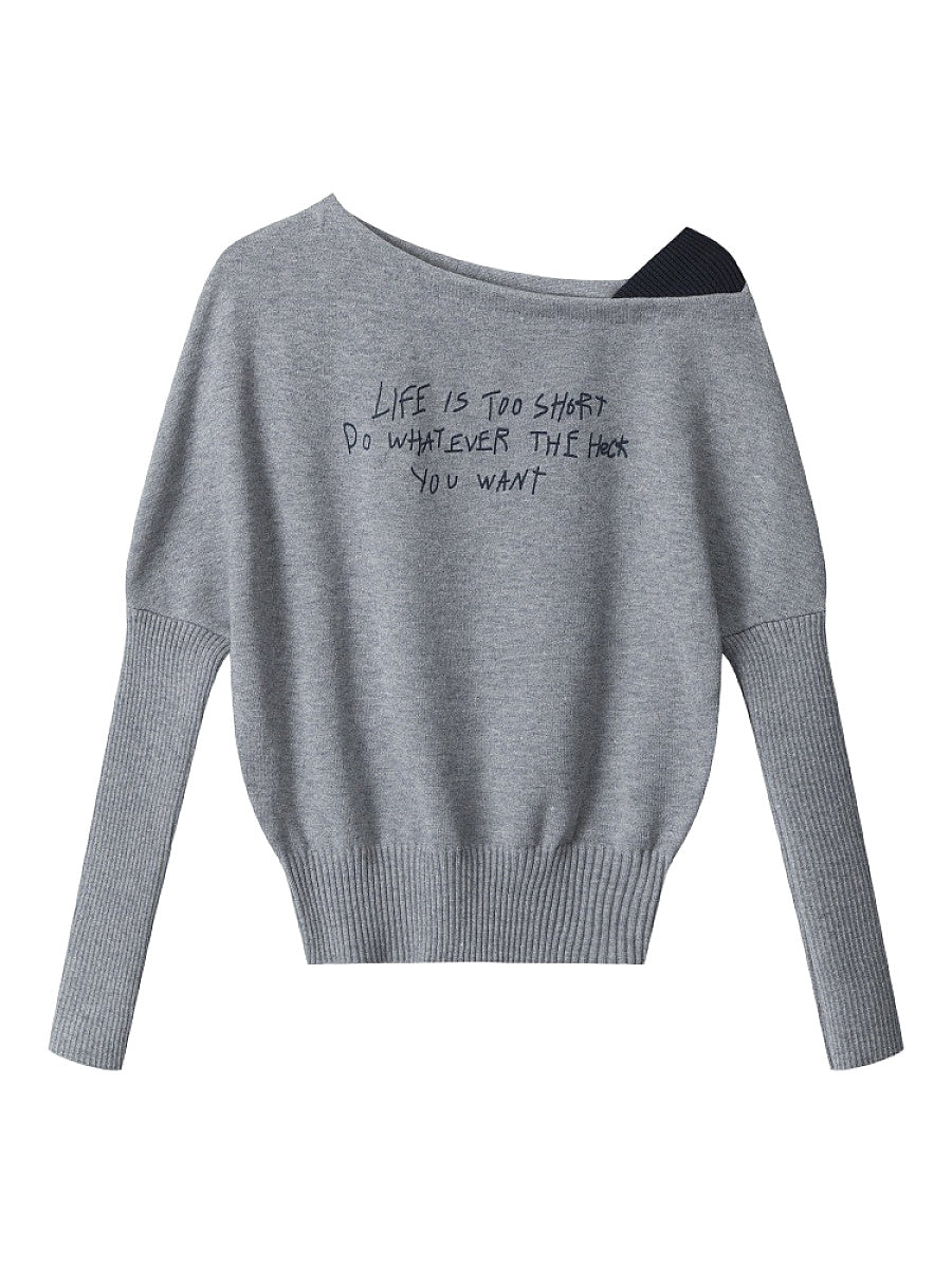 HeyHenry Stylish Asymmetric Neck Long Sleeve Top