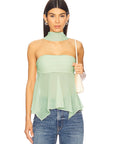 Sexy Sheer Chiffon Strapless Top with Scarf