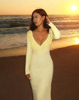 European Style Ruffled Long Sleeve Bodycon Dress