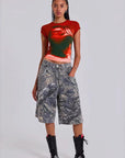 Retro Street Style Camouflage Print Loose Jeans