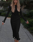 Stylish Women's Long Sleeve Dress with Ruffle Hem