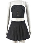 Trendy Women's Sexy Cropped Pleated Skirt Set