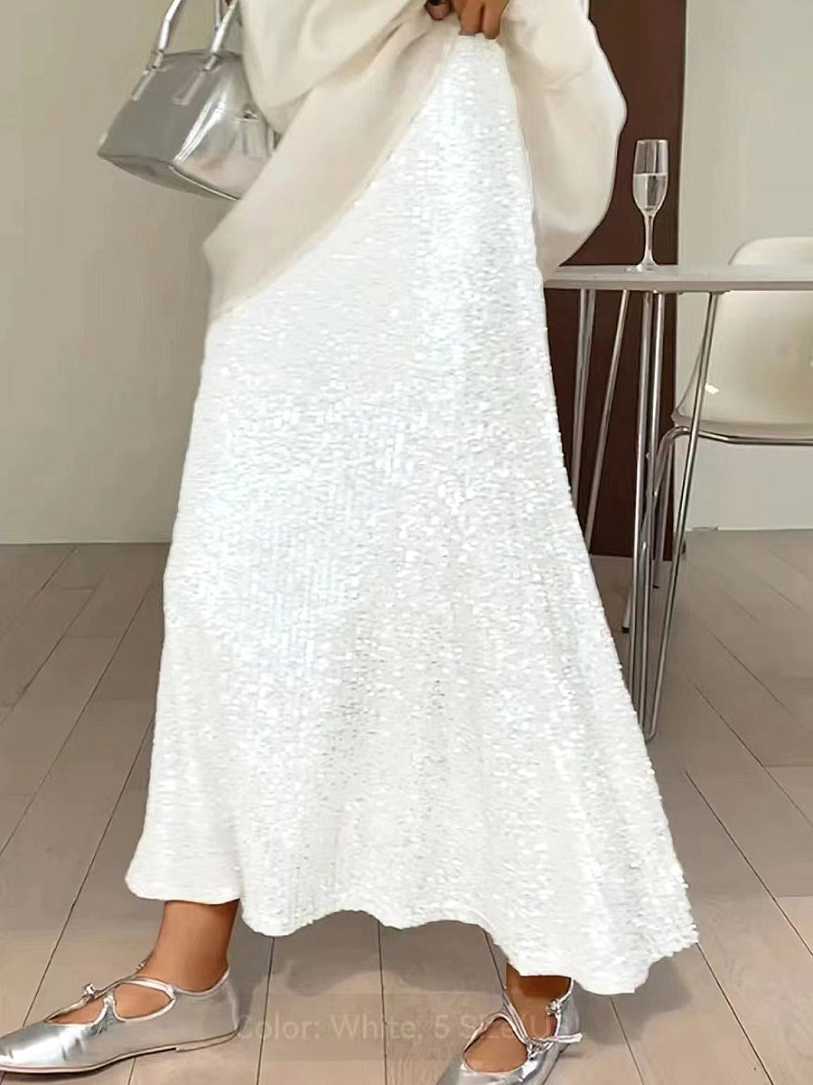 Fashion Sequined High Waist Maxi Skirt