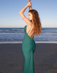 Backless Ruched Bodycon Maxi Dress