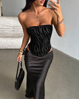 European Style Velvet Strapless Top