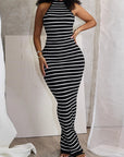 Summer Women's Backless Striped Dress