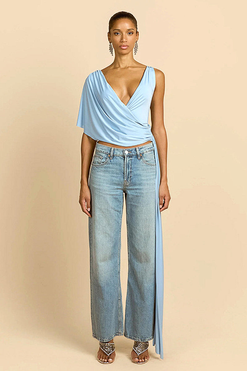 Fashionable Irregular Loose Deep V-Neck Top