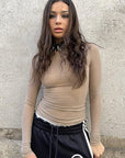 Round Neck Long Sleeve Top with Rhinestones