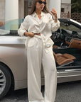Casual Vintage Satin Two-Piece Set for Women