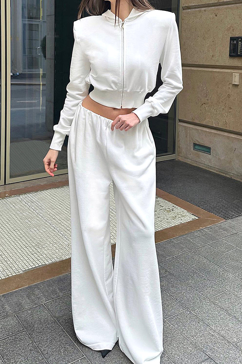 Chic Gray Hooded Sweatshirt and Pants Set