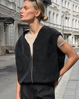 Chic Black Suede Vest for Women