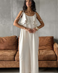 Casual Khaki Linen Dress with Ruffle Hem