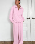 Fashionable Pink Sweatshirt and Pants Set for Women