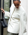 Chic V-Neck Buttoned Short Coat for Autumn Winter