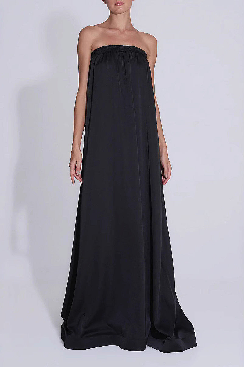 Elegant Strapless A-Line Dress with Back Cutout