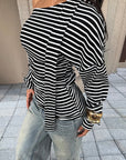Fashion Striped Asymmetrical Long Sleeve T-Shirt