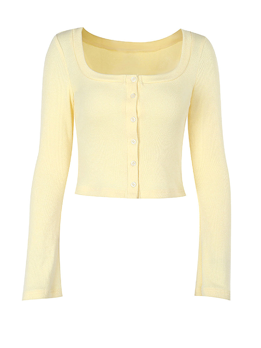 Fresh Style Casual Knit Cardigan Long Sleeve Top
