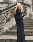 Elegant Black Lace-Trimmed Sleeveless Dress