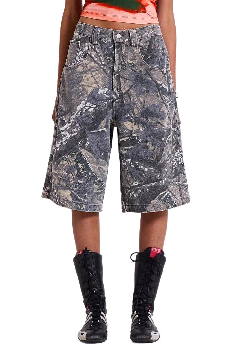Retro Street Style Camouflage Print Loose Jeans