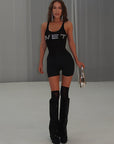 Casual Street Style Sleeveless Top with Rhinestones