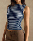 Stylish Striped Slim Fit Sleeveless Top for Women