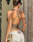 Chic Cross Back Halter Top for Summer