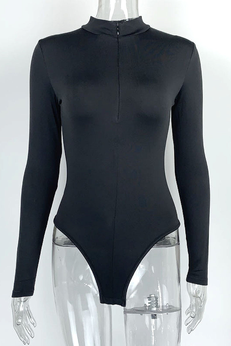 Spring Women's Sexy Slim Fit Zipper Bodysuit