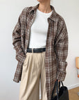 Vintage Plaid Long Sleeve Shirt for Women
