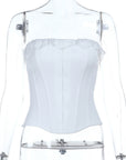 Sexy Lace Neckline Waist-Cinching Top