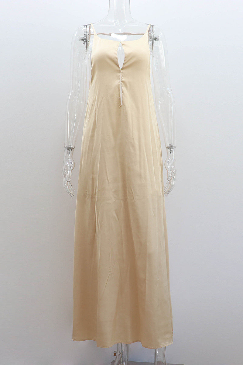 Satin Backless Long Dress for Women