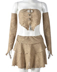 Sexy Hollow Out Off Shoulder Top and Skirt Set
