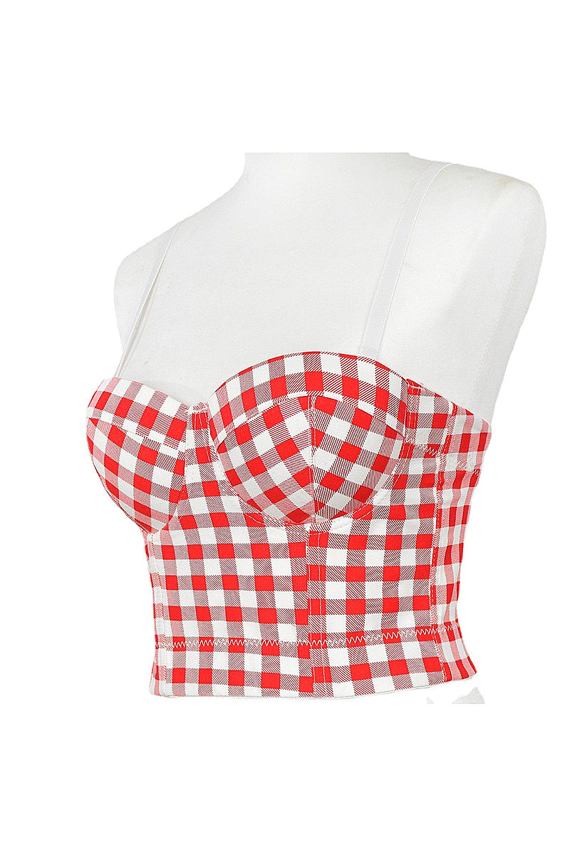 Sexy Adjustable Strap Plaid Sports Bra