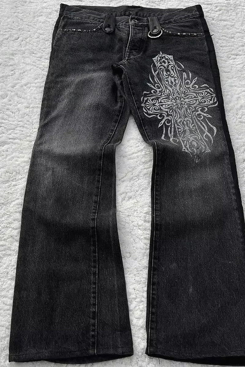 Vintage Y2K High-Waisted Flared Denim Pants