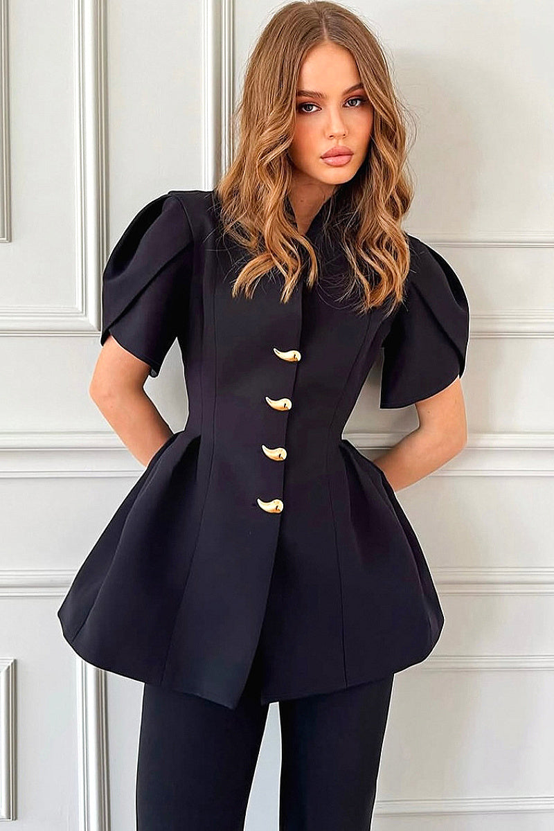 French Petal Sleeve Waist Shirt for Women