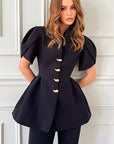 French Petal Sleeve Waist Shirt for Women