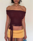 Chic Burgundy Tie-Front Crop Top