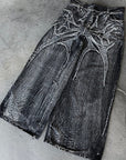 Millennial Ghost Denim Pants with Embroidery