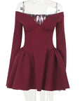 Elegant Slim Fit A-Line Long Sleeve Dress