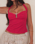 Summer 2025 Backless Crop Top with Tie