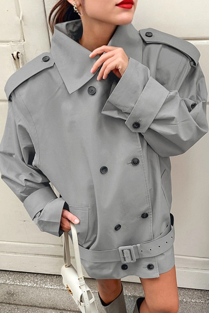 Vintage Double-Breasted Trench Coat for Women