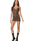 New Leopard Print Bodycon Dress with V-Neck