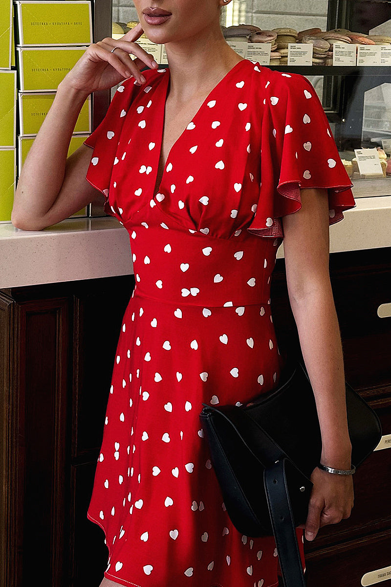 Elegant V-Neck Floral Dress for Women
